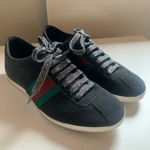 Gucci black w/web glitter sneakers